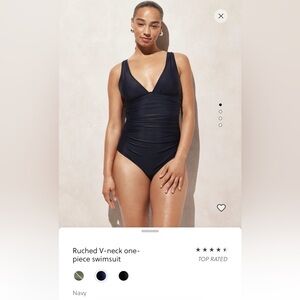 J Crew Navy Ruched V-neck One-Piece Swimsuit 18 NWT Instant chic!